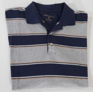 Eddie Bauer Colorblock Striped Polo Shirt 100% Cotton